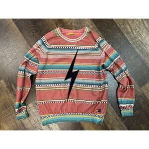 Aviator Nation Pink Striped Tulum Bolt Stitch Sweatshirt NWOT Large